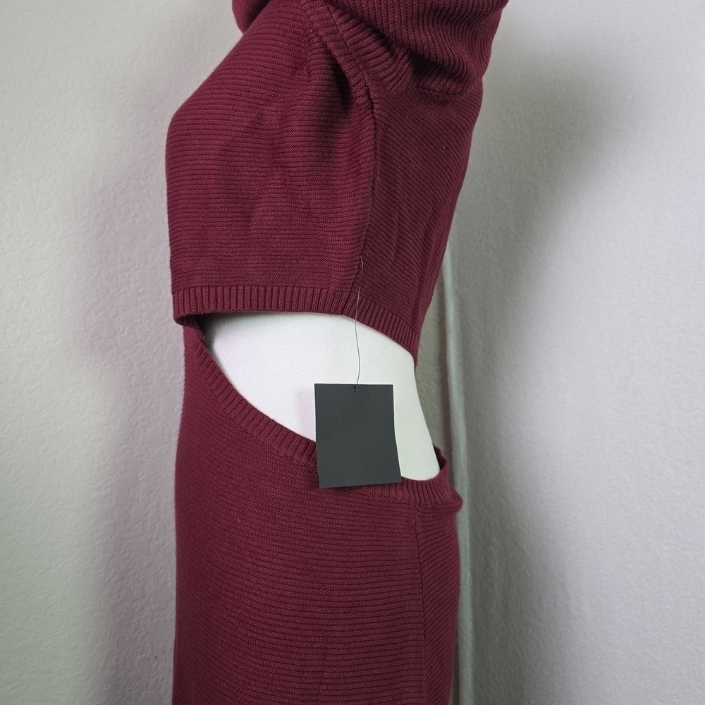 Lulus Burgundy Cutout Knit Maxi Sweater Dress Women’s XL NWT Long Sleeve Bodycon - Picture 4 of 11